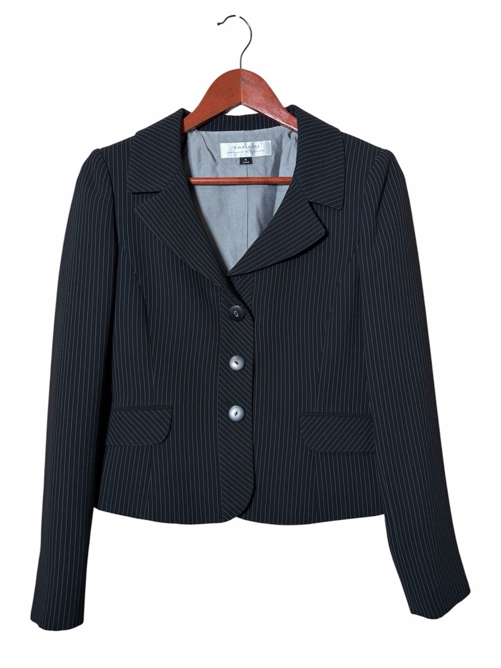 Tahari Arthur S. Levine Tailored Pinstripe Blazer Office Siren Size 4